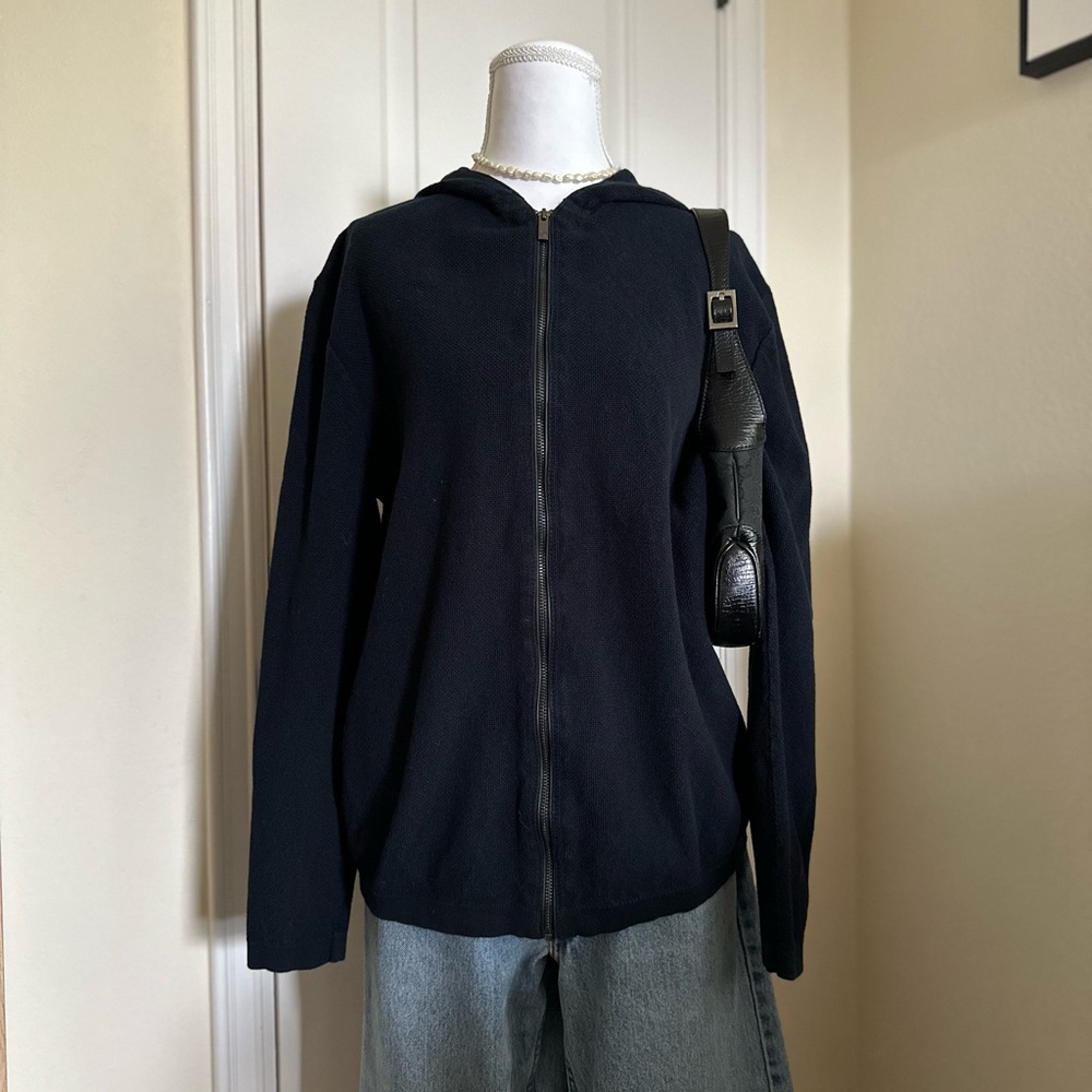 Massimo Dutti Dark Knit Zip-Up Sweater